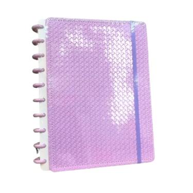 Imagem de Caderno Inteligente A5 B5 Capa Dura 80 Folhas Pautadas Personalizado Caderneta Caderno de Anotações Cadernos Caderno Anotações Alternativa Fichario A5 Planner Diário (roxo/Couro trançado,A5)