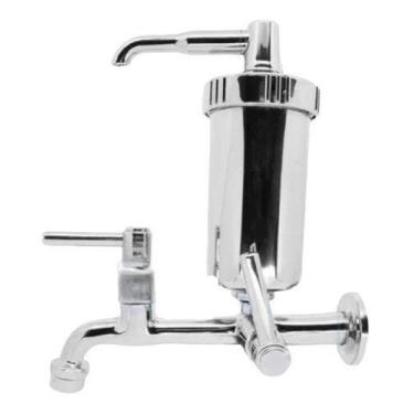 Imagem de Torneira Cozinha Parede Fixa Com Filtro Metal 1/4 De Volta - Prateado 