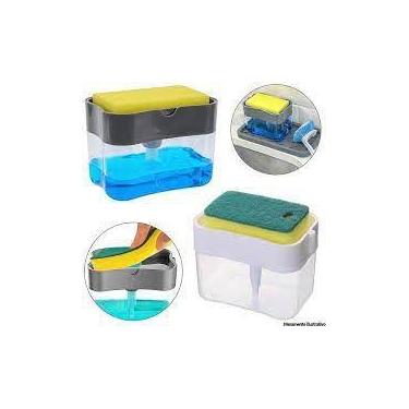 Imagem de Porta Detergente 2 Em 1 Esponja Limpeza Dispenser Dosador para Deterge