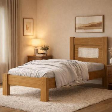 Imagem de Cama Para Quarto De Solteiro MDF Com Estrado Madeira Clara Design Mode