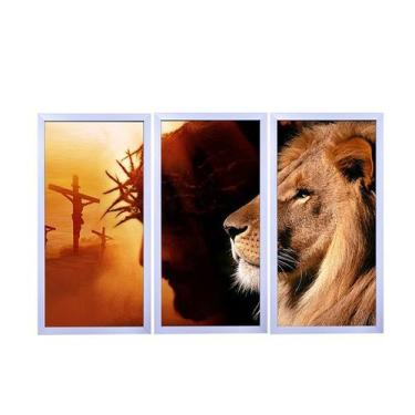 Imagem de Quadros Decorativos em Mosaico com moldura em madeira 103x63 cm e vidr