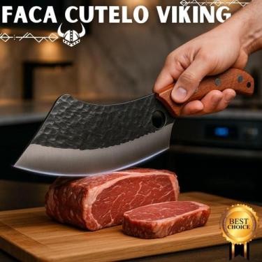 Imagem de Cutelo Artesanal Viking Full Tang Faca Profissional para Carne - bmax
