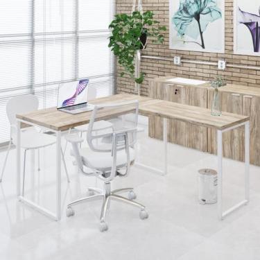 Imagem de Mesa de Escritorio em L Office Kuadra 135cm Est.Branca - Metalig