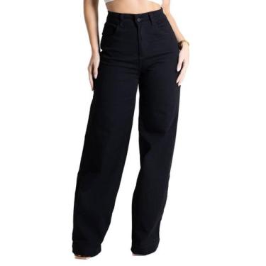 Imagem de Calça Sarja Sawary Wide Leg - 280634 - Preto 44, Preto, 44