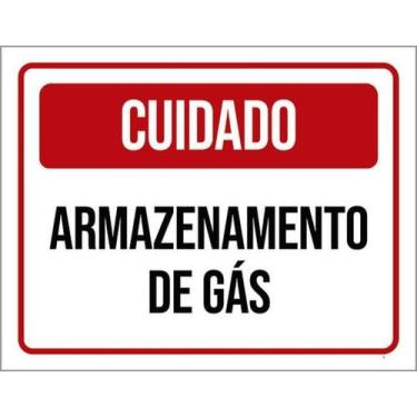 Imagem de Kit 5 Placas Sinalização - Cuidado Armazenamento Gás - Sinalizo