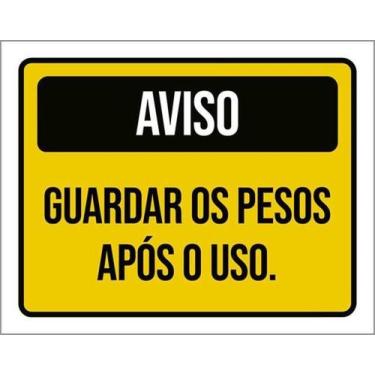 Imagem de Placa Sinalização - Guardar Os Pesos Após Uso Amarela 36X46 - Sinalizo