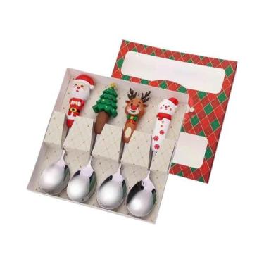 Imagem de Conjunto De Talheres De Natal Elk 4 Peças: Colher, Garfo, Colher De So