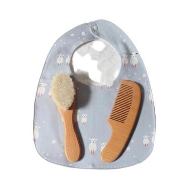 Imagem de Conjunto De Escova E Pente Para Bebê Recém-Nascido, Lã Natural, Pente 