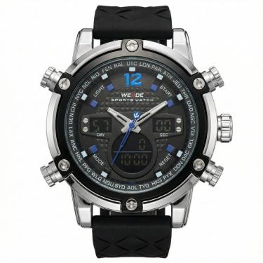 Imagem de Relógio Masculino Weide AnaDigi WH-5205 Prata e Preto e Azul