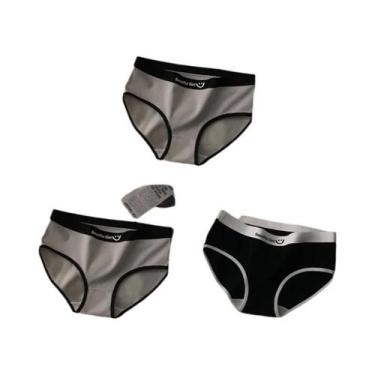 Imagem de Calcinhas De Algodão Sem Costura De Cintura Média Para Mulheres, 3 Peç