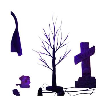 Imagem de Lâmpada De Árvore De Bétula Laranja E Roxa Brilhante Para Halloween, 2