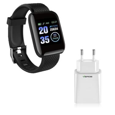 Imagem de Kit 1 Smartwatch D13 Preto + 1 Base De Carregador