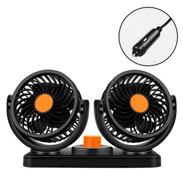 Imagem de Mini Ventilador Duplo Automotivo Ajustável Painel Carro laranja