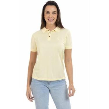 Imagem de Camisa Gola Polo Feminina Leve Botões Dia a Dia Piquet-Feminino