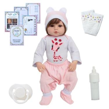 Imagem de Bebe Reborn Realista Menina Girafinha Cabelo Fio a Fio Linda - Cegonha