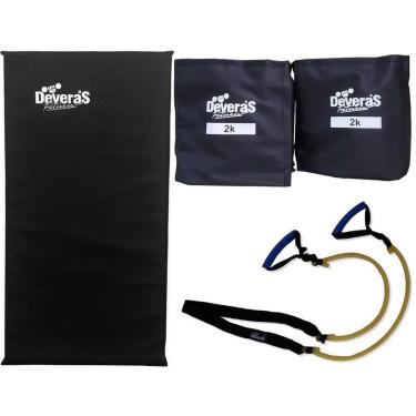 Imagem de kit elastico extensor leve treino em casa + tornozeleira de peso 2 kg + colchonete acad...
