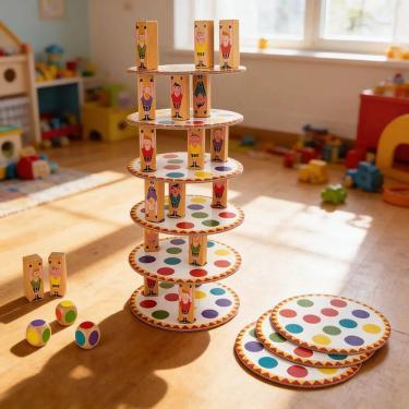 Imagem de Jogo de Equilibrio Acrobatas Janod Brinquedo Educativo Infantil em Madeira com 80 Peças