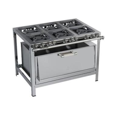 Imagem de Fogão Industrial 6 Bocas 30X30 com Super Forno Aço Inox 304 Metalmaq