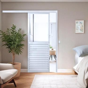 Imagem de Porta de Correr Veneziana de Aluminio 215x90cm com Vidro Mini Boreal -