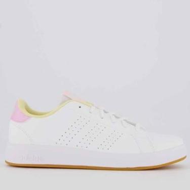 Imagem de Tênis Adidas Advantage Base Feminino Branco e Amarelo-Feminino