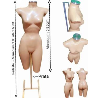 Imagem de Manequim feminino (meio corpo cinturinha N.36) bege com tampa prata + 