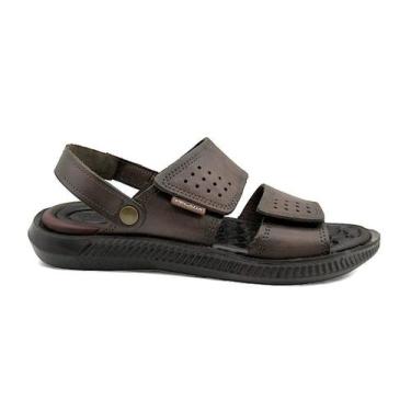 Imagem de Sandália / Chinelo Masculino de Couro Pegada 133154 Ajustável, Cafe, 3