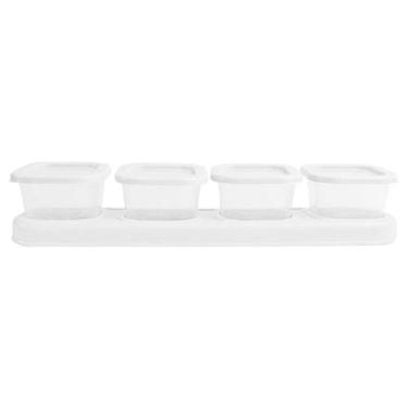 Imagem de Porta Condimento / Tempero Branco C/ 4 Recipientes e Suporte - Keita