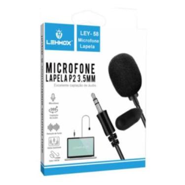 Imagem de Microfone De Lapela Entrada P2 3.5mm Com Presilha - Ley-58 - Lehmox