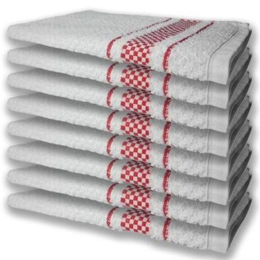 Imagem de 8 Panos De Prato Atoalhado Felpudo 370G/M² Premium Vermelho - TOALHAS 