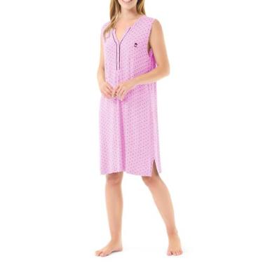 Imagem de Camisola Feminina Estampa de Corações Macia e Confortável Rosa Lohe, R
