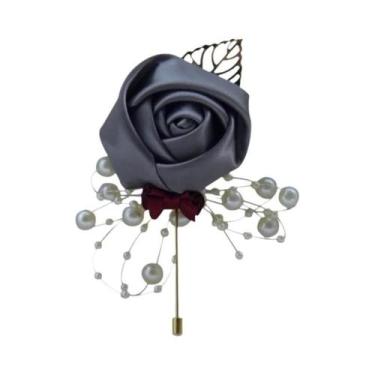 Imagem de Broches De Flor De Rosa Simulada Para Noivos - Acessórios Para Traje D