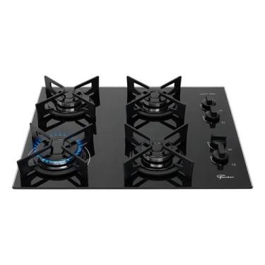 Imagem de Cooktop Fit Line Fischer 4 Bocas Chama Rapida Trempe Iron Vidro Preto 
