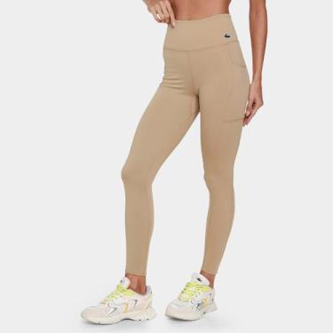Imagem de Calça Legging Lacoste Esportiva Feminina, Bege, Branco, M