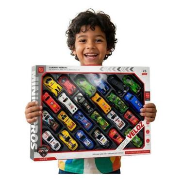 Imagem de Kit 24 Carrinhos De Brinquedo Fricção Super Veloz Miniatura Branco - D