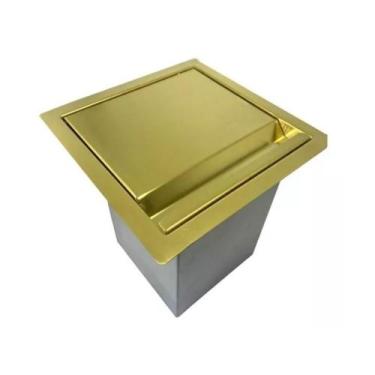 Imagem de Lixeira Dourada Quadrada em Aco Inox para Embutir 5L  By Fineza