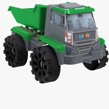 Imagem de Caminhão de Brinquedo Forte Caçamba com Elevação em Polipropileno Preto e Verde Kendy Brinquedos