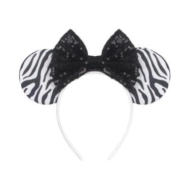 Imagem de Tiara De Orelhas De Leopardo Para Meninas, Faixa De Cabelo Com Laço Mo