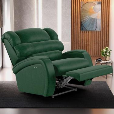 Imagem de Poltrona Reclinável Kylie Power Touch com Massagem Usb Corino Verde Musgo Gran Belo