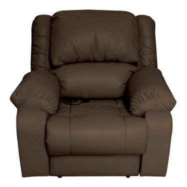Imagem de Poltrona Reclinável Elétrica Magnum G23 com Massagem Usb Couro Sintético Marrom Fosco Gran Belo