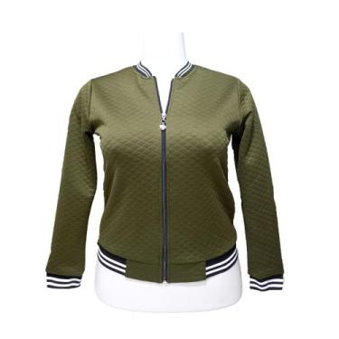 Imagem de Jaqueta Bomber Infantil Feminina de Matelasse - Mini Diva, Verde musgo