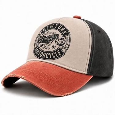 Imagem de Boné trucker beisebol vintage aba curvada motocicleta ajustável unisse