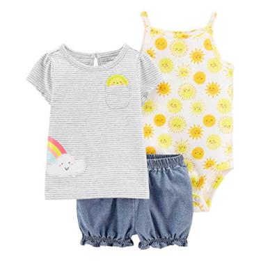Imagem de Conjunto de bermuda Carter's para bebês meninas, Sun Yellow/Chambray, 12 Months