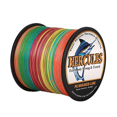 Imagem de Hercules Linha de pesca trançada super forte 4 fios super econômico de 1,8 kg a 2,3 kg Teste para água salgada, 109/328 / 547/1094 jardas (100 m / 300 m / 500 m / 1000 m), Diam# 0,08 mm - 0,55 mm Multicor, 50LB(22.7KG)-0.37MM-547YDS(500M)