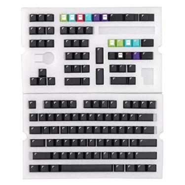 Imagem de Teclas PBT de 128 teclas, Cherry Profile Keycaps Dye Sublimation Conjunto de teclas japonesas, sem letra DIY PBT Durabilidade, para teclado mecânico universal (GMK Black PX)