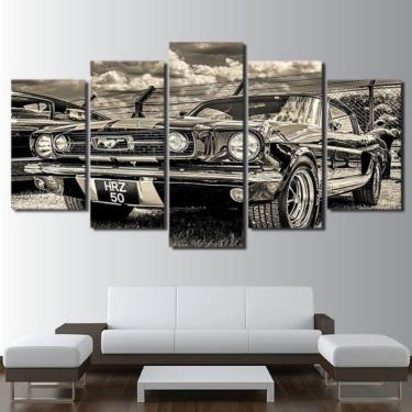 Imagem de Quadro Decorativo Carro Retro 5 partes 130x65 em tecido