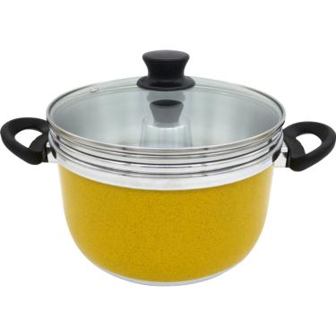 Imagem de Conjunto Multiuso Amarelo 3 Peças com Tampa de Vidro 4,5 Litros