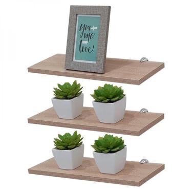 Imagem de Kit 3 Prateleiras 40 X 15cm Carvalho Com Suporte Tucano