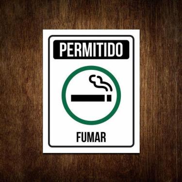 Imagem de Placa Permitido Fumar Área Fumantes - De Sinalização 36X46