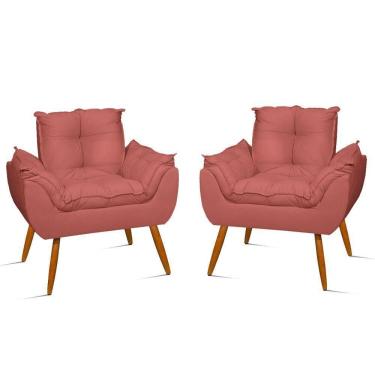 Imagem de Kit 02 Poltronas Decor. Opala Pés Palito Sala rosa