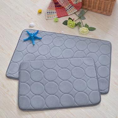 Imagem de Tapete de banheiro de espuma de memória absorvente macio antiderrapante veludo coral tapete de banheiro fácil de secar na máquina tapete de banheiro, cinza escuro - 1 40 x 60 cm